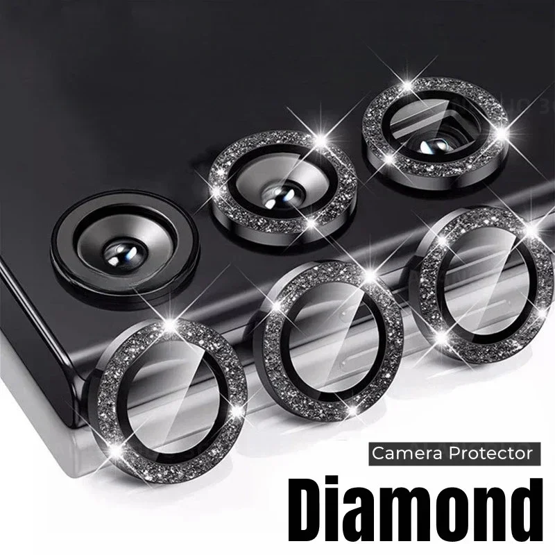 Shiny Diamond Metal Ring Camer - Tempered Glass Screen 9H recension och pris