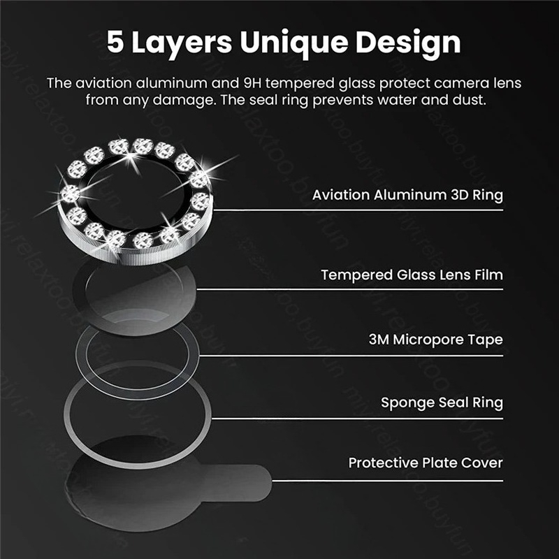 3D Rhinestone Sparkling 9H Len - Tempered Glass Screen 9H recension och pris